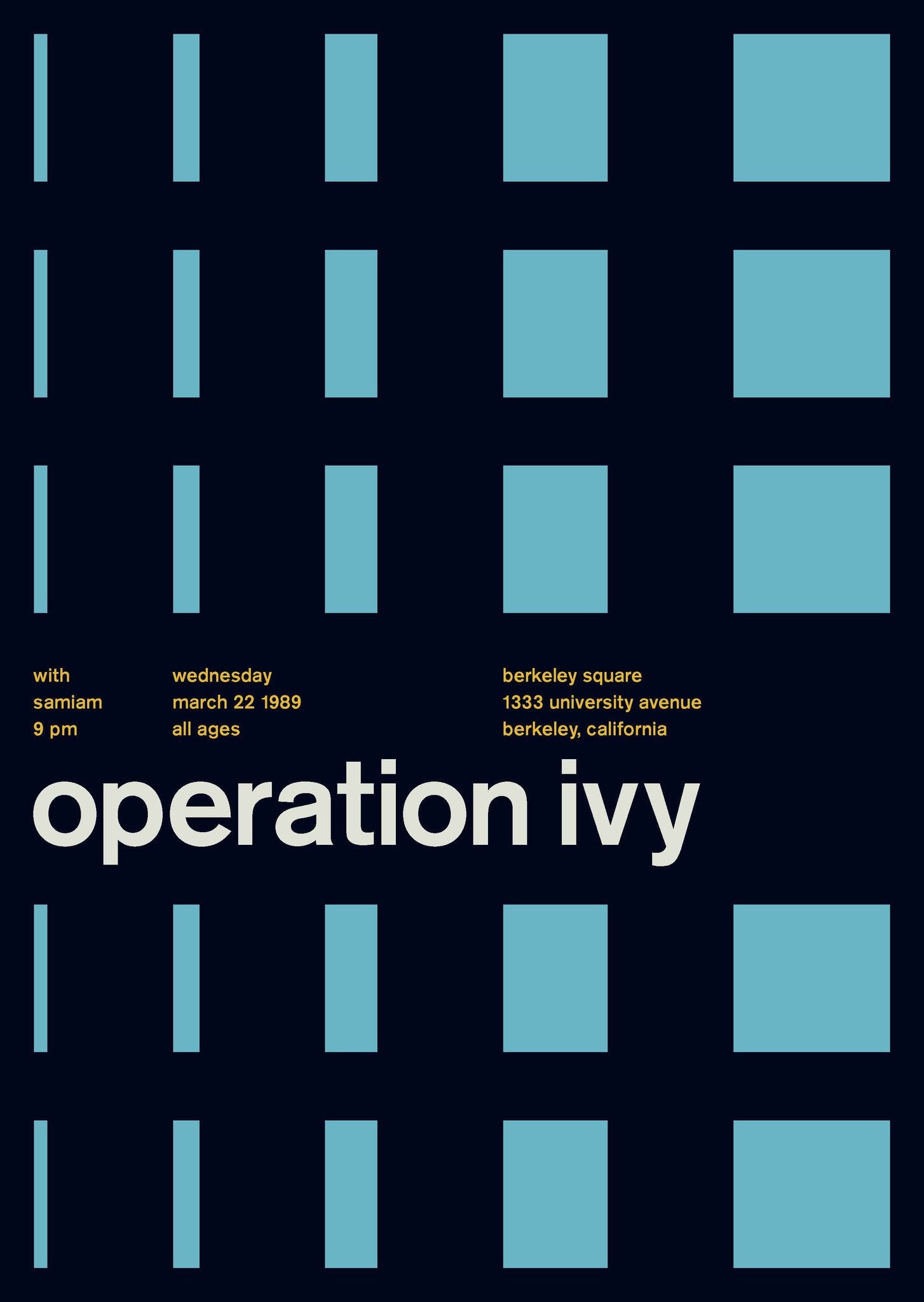 Operation Ivy at Berkeley Square, 1989